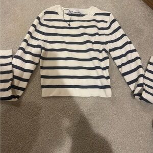 Zara Black and White Striped Knit Top
